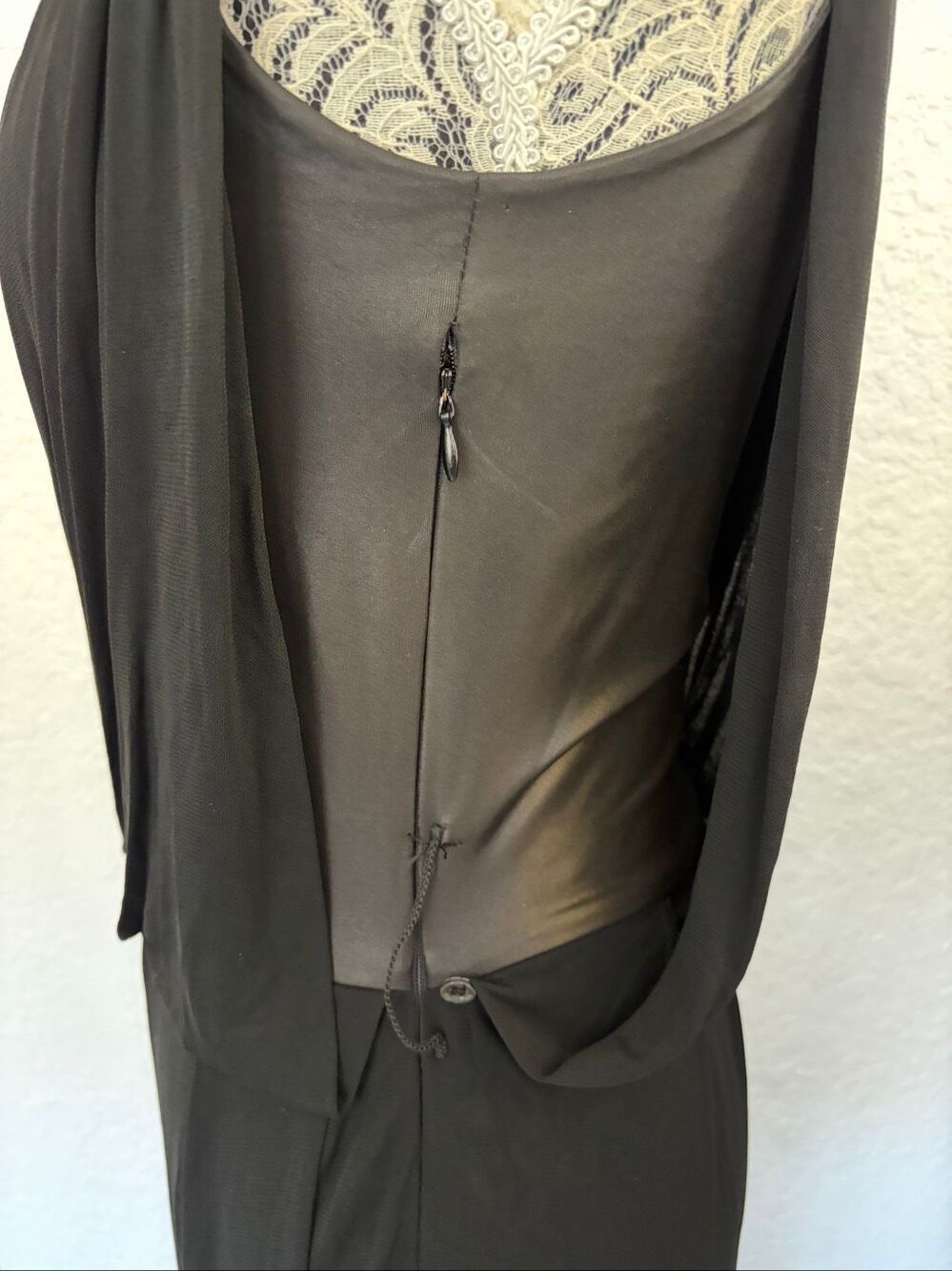 McQ Alexander McQueen Black Asymmetric Draped Maxi Dress Size S Italy - Picture 9 of 12